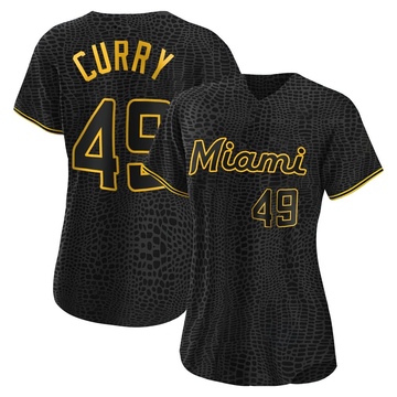 Black Replica Xzavion Curry Women's Miami Marlins Snake Skin City Jersey
