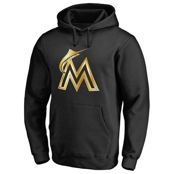 Gold Men's Miami Marlins Collection Pullover Hoodie - Black