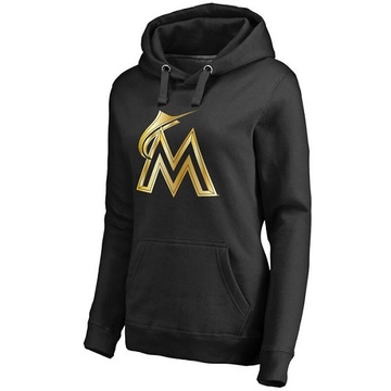 Gold Women's Miami Marlins Collection Pullover Hoodie - Black