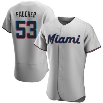 Gray Authentic Calvin Faucher Men's Miami Marlins Road Jersey