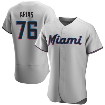 Gray Authentic Luarbert Arias Men's Miami Marlins Road Jersey