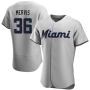 Gray Authentic Matt Mervis Men's Miami Marlins Road Jersey