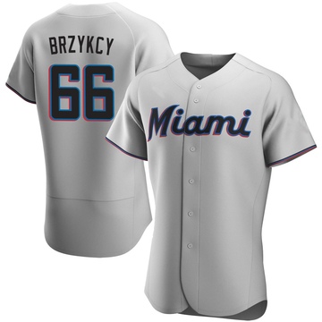 Gray Authentic Zach Brzykcy Men's Miami Marlins Road Jersey
