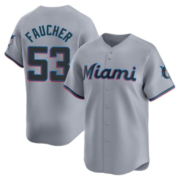 Gray Limited Calvin Faucher Men's Miami Marlins Road Jersey