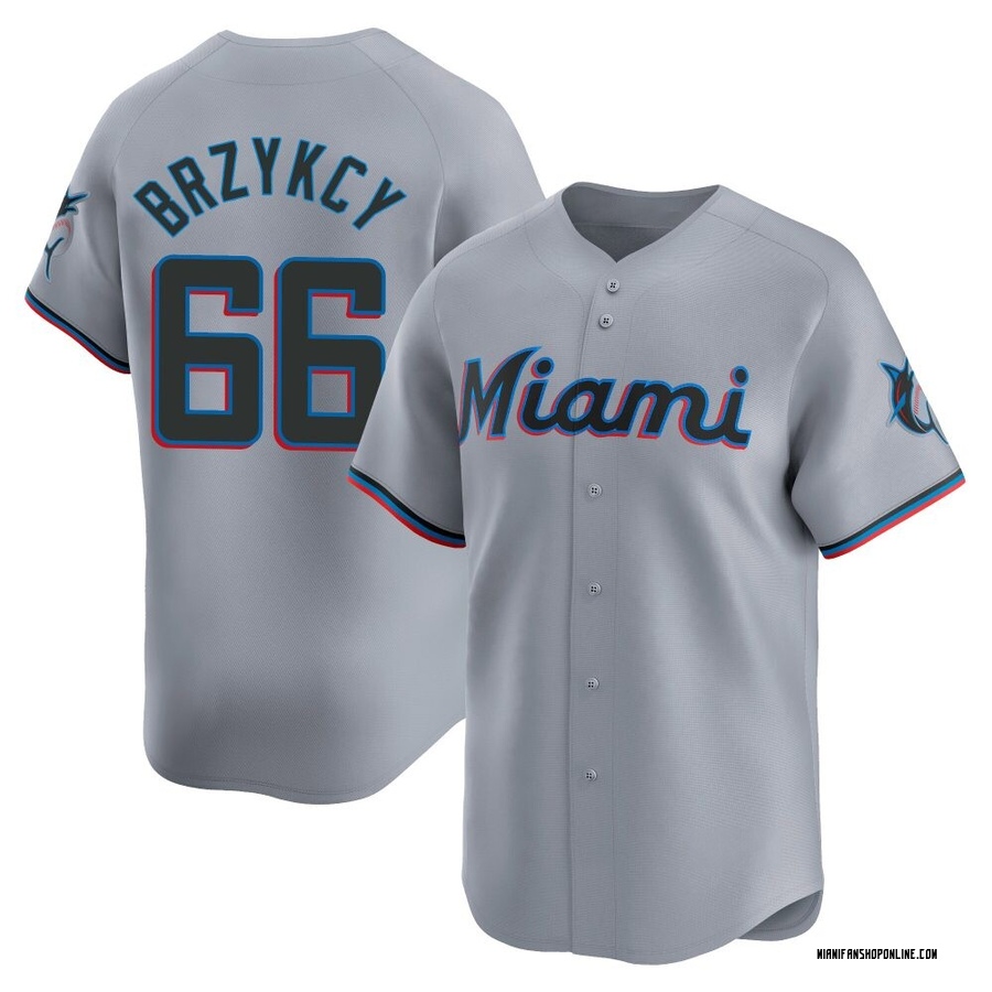 Gray Limited Zach Brzykcy Men's Miami Marlins Road Jersey