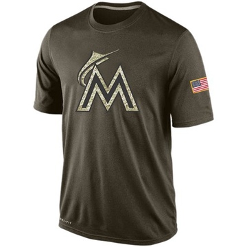Olive Men's Miami Marlins Dri-Fit Salute To Service KO Performance T-Shirt