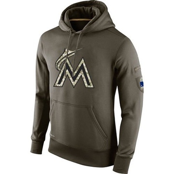 Olive Men's Miami Marlins Salute To Service KO Performance Hoodie