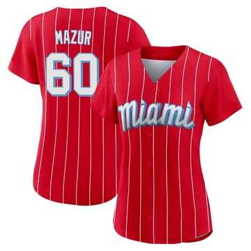 Red Authentic Adam Mazur Women's Miami Marlins 2021 City Connect Jersey