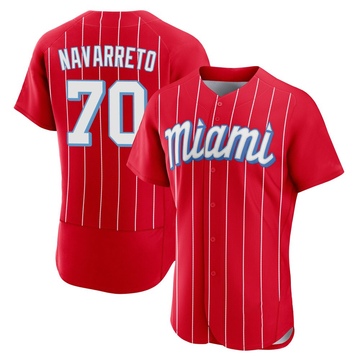 Red Authentic Brian Navarreto Men's Miami Marlins 2021 City Connect Jersey