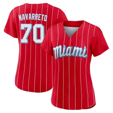 Red Authentic Brian Navarreto Women's Miami Marlins 2021 City Connect Jersey