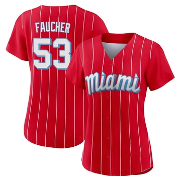 Red Authentic Calvin Faucher Women's Miami Marlins 2021 City Connect Jersey