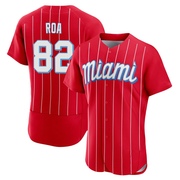 Red Authentic Christian Roa Men's Miami Marlins 2021 City Connect Jersey