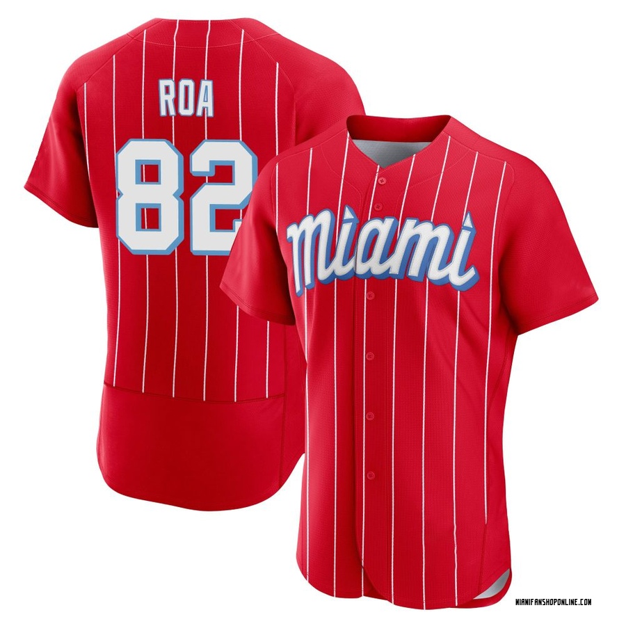 Red Authentic Christian Roa Men's Miami Marlins 2021 City Connect Jersey