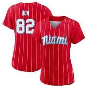 Red Authentic Christian Roa Women's Miami Marlins 2021 City Connect Jersey