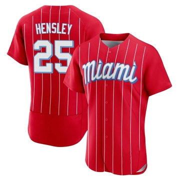 Red Authentic David Hensley Men's Miami Marlins 2021 City Connect Jersey