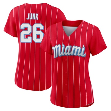 Red Authentic Janson Junk Women's Miami Marlins 2021 City Connect Jersey