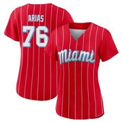 Red Authentic Luarbert Arias Women's Miami Marlins 2021 City Connect Jersey