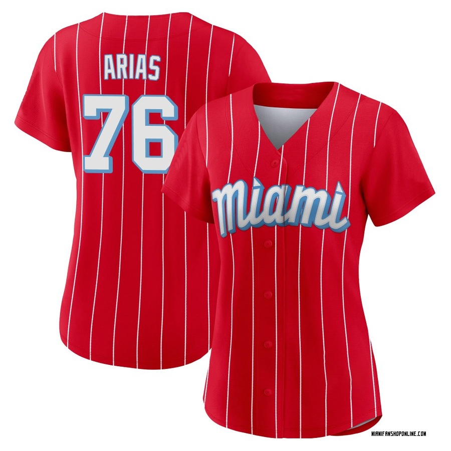 Red Authentic Luarbert Arias Women's Miami Marlins 2021 City Connect Jersey