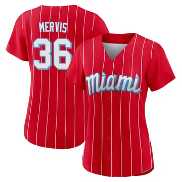 Red Authentic Matt Mervis Women's Miami Marlins 2021 City Connect Jersey