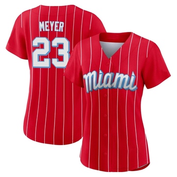 Red Authentic Max Meyer Women's Miami Marlins 2021 City Connect Jersey