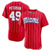 Red Authentic Michael Petersen Men's Miami Marlins 2021 City Connect Jersey