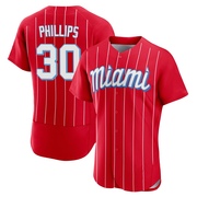 Red Authentic Tyler Phillips Men's Miami Marlins 2021 City Connect Jersey