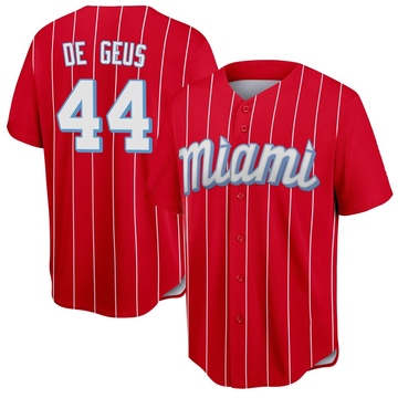 Red Replica Brett de Geus Youth Miami Marlins 2021 City Connect Jersey