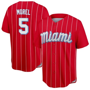 Red Replica Christopher Morel Youth Miami Marlins 2021 City Connect Jersey