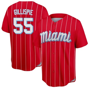 Red Replica Connor Gillispie Men's Miami Marlins 2021 City Connect Jersey