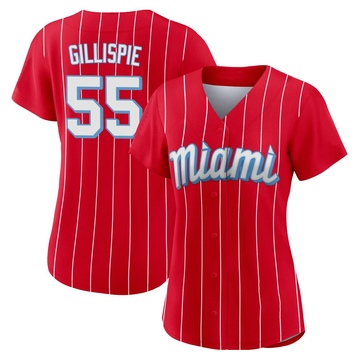 Red Replica Connor Gillispie Women's Miami Marlins 2021 City Connect Jersey