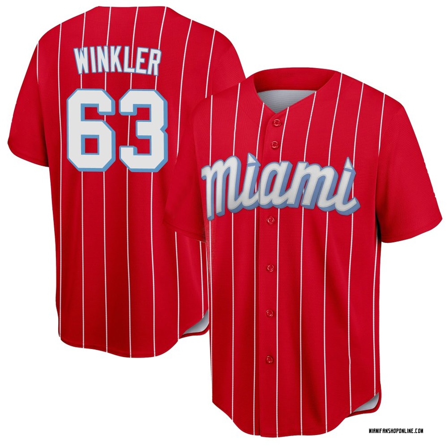 Red Replica Jack Winkler Men's Miami Marlins 2021 City Connect Jersey