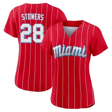 Red Replica Kyle Stowers Women's Miami Marlins 2021 City Connect Jersey