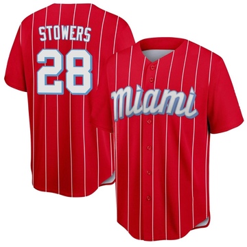 Red Replica Kyle Stowers Youth Miami Marlins 2021 City Connect Jersey