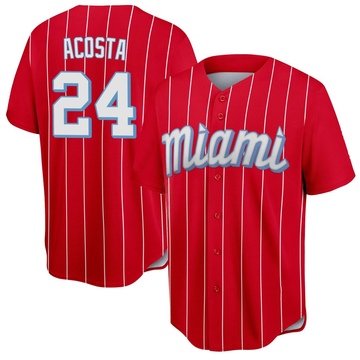 Red Replica Maximo Acosta Youth Miami Marlins 2021 City Connect Jersey