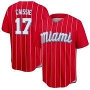 Red Replica Owen Caissie Men's Miami Marlins 2021 City Connect Jersey