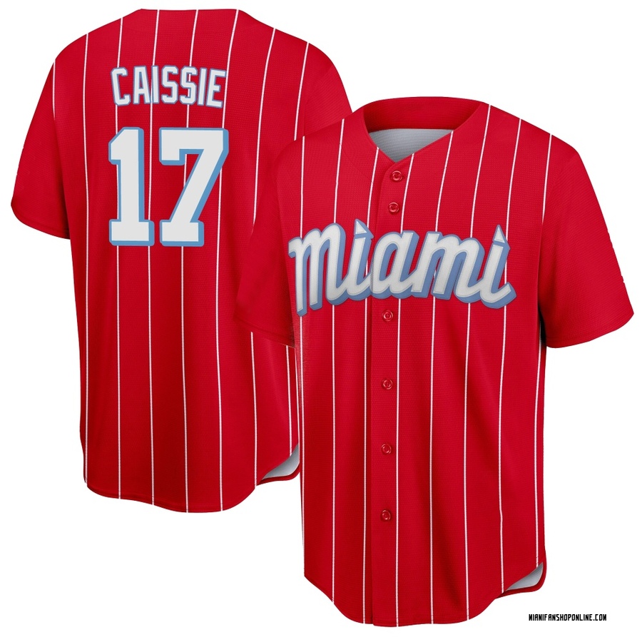 Red Replica Owen Caissie Men's Miami Marlins 2021 City Connect Jersey