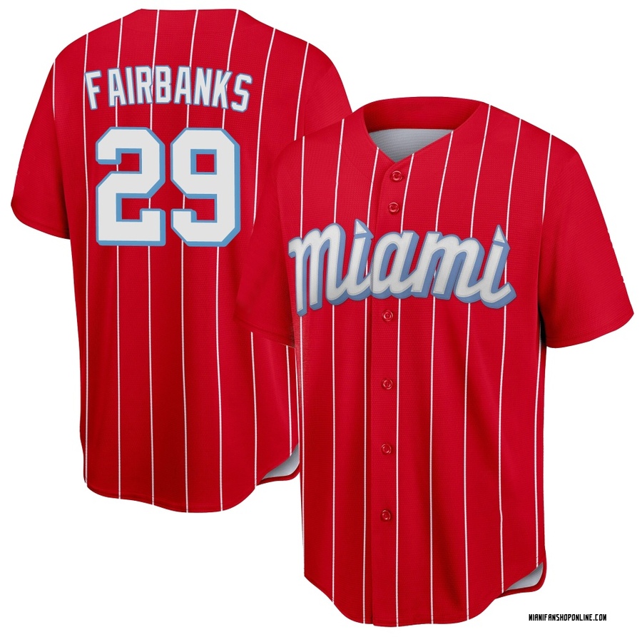 Red Replica Pete Fairbanks Youth Miami Marlins 2021 City Connect Jersey