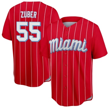 Red Replica Tyler Zuber Men's Miami Marlins 2021 City Connect Jersey