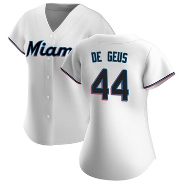 White Authentic Brett de Geus Women's Miami Marlins Home Jersey