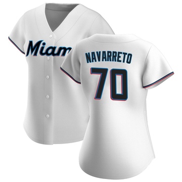 White Authentic Brian Navarreto Women's Miami Marlins Home Jersey