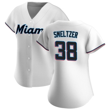 White Authentic Devin Smeltzer Women's Miami Marlins Home Jersey