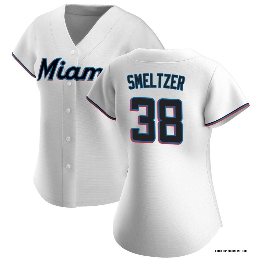 White Authentic Devin Smeltzer Women's Miami Marlins Home Jersey