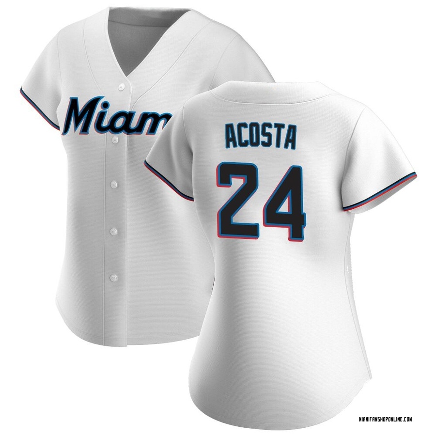 White Authentic Maximo Acosta Women's Miami Marlins Home Jersey