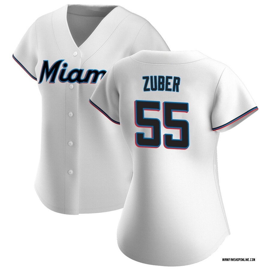White Authentic Tyler Zuber Women's Miami Marlins Home Jersey