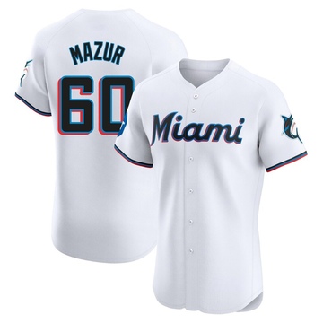 White Elite Adam Mazur Men's Miami Marlins Home Patch Jersey