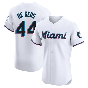 White Elite Brett de Geus Men's Miami Marlins Home Jersey