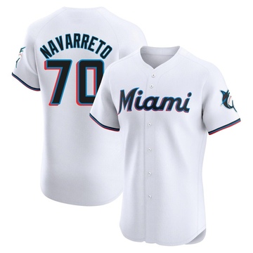 White Elite Brian Navarreto Men's Miami Marlins Home Jersey