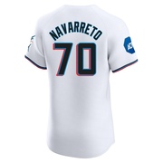 White Elite Brian Navarreto Men's Miami Marlins Home Patch Jersey