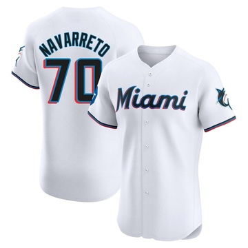 White Elite Brian Navarreto Men's Miami Marlins Home Patch Jersey