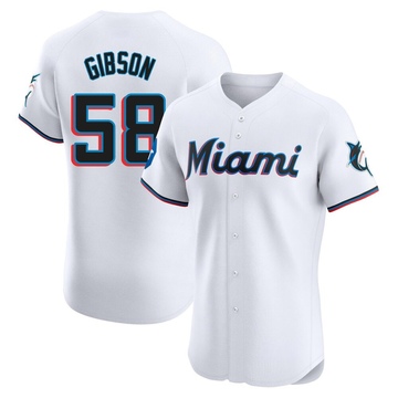 White Elite Cade Gibson Men's Miami Marlins Home Patch Jersey